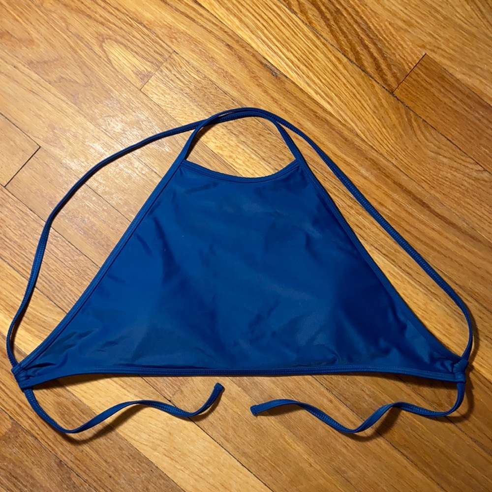 Aerie Crop High Neck Bikini Top (blue) Size Medium